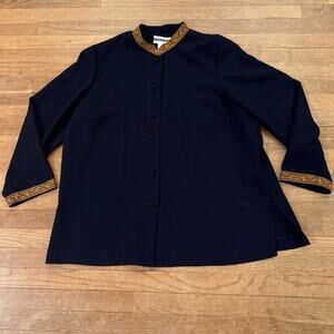 Dana Kay navy rust six button shirt jacket size 22
 b36